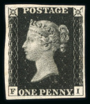 Stamp of Great Britain » 1840 1d Black and 1d Red plates 1a to 11 1840 1d intense black pl.6 FI, mint with large part original gum