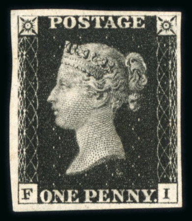 Stamp of Great Britain » 1840 1d Black and 1d Red plates 1a to 11 1840 1d intense black pl.6 FI, mint with large part original gum