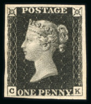 Stamp of Great Britain » 1840 1d Black and 1d Red plates 1a to 11 1840 1d black pl.6 CK, mint with large part original gum