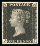 Stamp of Great Britain » 1840 1d Black and 1d Red plates 1a to 11 1840 1d. black, Pl. 5, JJ, Unused with large part original