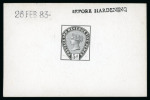 Stamp of Great Britain » 1855-1900 Surface Printed » 1883-84 Lilac & Green Issue 1883 5d showing line under "d" De La Rue die proof in black on glazed card