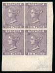 Stamp of Great Britain » 1855-1900 Surface Printed » 1862-64 Small Uncoloured Corner Letters 1862-64 6d. lilac block of four from the lower right