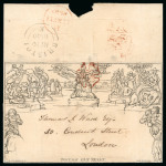 Stamp of Great Britain » 1840 Mulreadys & Caricatures » May Dates 1840 Mulready 1d lettersheet stereo A23 used from Bristol to London with fine strike of the scarce brown MC