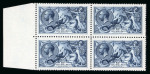 Stamp of Great Britain » King George V » 1913-19 Seahorse Issues 1913 Waterlow 10s indigo blue mint marginal block of four from the left of the sheet