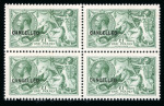 Stamp of Great Britain » King George V » 1913-19 Seahorse Issues 1913 Waterlow, £1 green overprinted "CANCELLED" in mint l.h. block of four