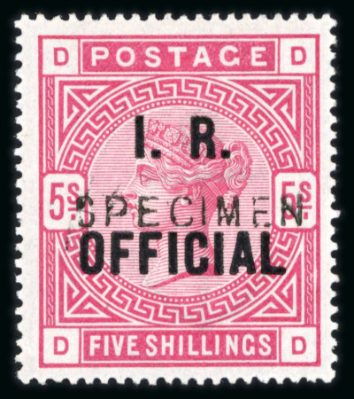 Stamp of Great Britain » Officials Inland Revenue: 1882-1901 5/- rose, DD, overprinted "I.R. OFFICIAL" and SPECIMEN