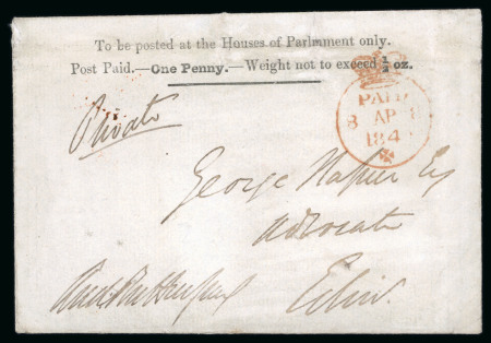 Stamp of Great Britain » 1840 Parliamentary Envelopes 1840 (8 Apr.) One Penny Houses of Parliament envelope