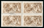 Stamp of Great Britain » King George V » 1913-19 Seahorse Issues 1915 De La Rue 2/6d.  yellow brown; fine used block