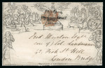 Stamp of Great Britain » 1840 Mulreadys & Caricatures » 1d Lettersheets and Envelopes 1840 (Aug 27) 1d Mulready envelope with Britannia cancelled by smudged "Poulton/Penny Post" in black and red MC
