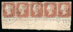 Stamp of Great Britain » Town Circular Datestamps 1841 1d. red, Pl. 32, TF-TJ, a fine used marginal strip