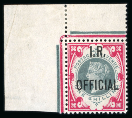Stamp of Great Britain » Officials Inland Revenue: 1882-1901 1s green and carmine from the upper left of the sheet