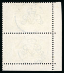 Stamp of Great Britain » King George V » 1913-19 Seahorse Issues 1913 Waterlow £1 green used vertical pair from the lower left corner of the sheet