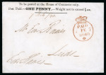 Stamp of Great Britain » 1840 Parliamentary Envelopes 1840 (Feb 7) One Penny House of Commons envelope to Leeds