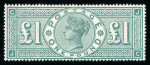 Stamp of Great Britain » 1855-1900 Surface Printed » 1887-1900 Jubilee Issue & 1891 £1 Green 1887-92 £1 Green, JC (broken frame) a fresh mint example