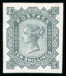 Stamp of Great Britain » 1855-1900 Surface Printed » 1867-83 High Values 1867-83 10s grey green pl.1 CE, a superb imperforate imprimatur