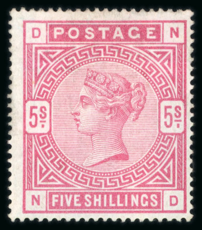 Stamp of Great Britain » 1855-1900 Surface Printed » 1883-84 & 1888 High Values 1883-84 5s rose on blued paper, mint with part original (disturbed) gum