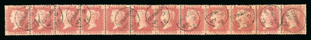Stamp of Great Britain » 1854-70 Perforated Line Engraved 1864-79 1d. red, Pl. 142, AA-AL complete row of 12,