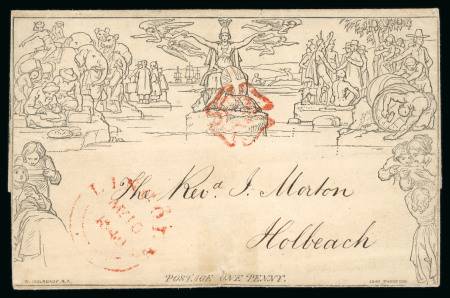 Stamp of Great Britain » 1840 Mulreadys & Caricatures » May Dates 1840 (May 10) 1d Mulready letter sheet, stereo A27, from Lincoln to Holbeach