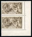 Stamp of Great Britain » King George V » 1913-19 Seahorse Issues 1915 De La Rue 2s6d blackish brown mint n.h. vertical pair