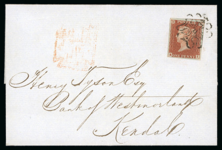 Stamp of Great Britain » London Numbered Crosses 1842 (Jun 9) entire to Kendall, bearing 1841 1d red tied by London "11" in Maltese cross
