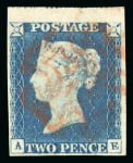 Stamp of Great Britain » 1840 2d Blue (ordered by plate number) 1840 2d. blue, Pl. 1, AE, a superb marginal example