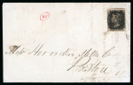 Stamp of Great Britain » Distinctive Maltese Cross Cancellations 1841 (Mar. 20) entire letter with 1840 1d black pl.9 KL cancelled by Manchester "fishtail" MC