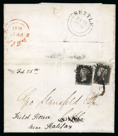 Stamp of Great Britain » Distinctive Maltese Cross Cancellations 1841 entire letter to settle,  bearing 1840 1d. black,
