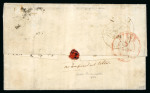Stamp of Great Britain » 1841 2d Blue 1845 (Mar 4) entire letter to Belgium bearing 1841 2d blue pl.3 horizontal strip of four, pair and two singles