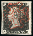 Stamp of Great Britain » 1840 1d Black and 1d Red plates 1a to 11 1840 1d. black, Pl. 1b, NH, a superb example with record margins all round