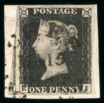 Stamp of Great Britain » Town Circular Datestamps 1840 1d. black, Pl. 3, EI tied to small piece by a good strike of the Dorchester town cancel