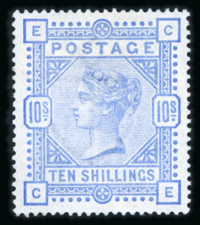 Stamp of Great Britain » 1855-1900 Surface Printed » 1883-84 & 1888 High Values 1883-84 10s ultramarine CE on blued paper unused