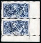 Stamp of Great Britain » King George V » 1913-19 Seahorse Issues 1913 Waterlow 10s indigo vertical corner marginal pair, used