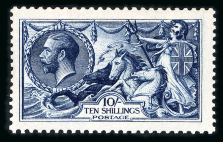 Stamp of Great Britain » King George V » 1913-19 Seahorse Issues 1913 Waterlow 10s indigo (intense shade) mint l.h.