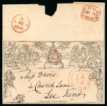 Stamp of Great Britain » 1840 Mulreadys & Caricatures » May Dates 1840 (8 May) 1d. lettersheet from Banbury to Kent, neatly showing three MAY 8 date stamps in red