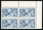 Stamp of Great Britain » King George V » 1913-19 Seahorse Issues 1918 Bradbury Wilkinson 10s dull grey blue mint marginal block of four