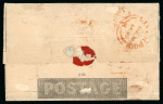 Stamp of Great Britain » 1840 Mulreadys & Caricatures » 1d Lettersheets and Envelopes 1840 Mulready 1d lettersheet stereo A66 from Liverpool to Lancaster, uprated with 1d black pl.6 GI with three margins and 1840 2d blue pl.1