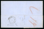 Stamp of Great Britain » 1854-70 Perforated Line Engraved 1863 (Aug 13) entire letter from Grimsby to Norway bearing two horizontal strips of three 1856-58 1d rose-red neatly cancelled by fine strikes of "CHRISTIANA / 18/8/63"