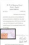 Stamp of Great Britain » 1854-70 Perforated Line Engraved 1863 (Aug 13) entire letter from Grimsby to Norway bearing two horizontal strips of three 1856-58 1d rose-red neatly cancelled by fine strikes of "CHRISTIANA / 18/8/63"