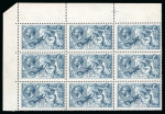 Stamp of Great Britain » King George V » 1913-19 Seahorse Issues 1918-19 Bradbury Wilkinson 10s dull grey blue mint marginal block of nine