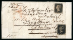 Stamp of Great Britain » 1840 1d Black and 1d Red plates 1a to 11 1840 1d black pl.6 TF with three margins on entire, redirected with further 1d black pl.5