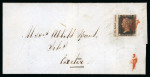 Stamp of Great Britain » 1840 1d Black and 1d Red plates 1a to 11 1840 (7 Dec) 1d. black, Pl.8, LA, a stunning marginal example with inscription on entire letter