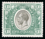 Stamp of Kenya, Uganda and Tanganyika » Kenya, Uganda and Tanganyika 1922 £10 black and green mint, large part o.g., a magnificent example of this key high value
