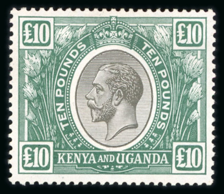 Stamp of Kenya, Uganda and Tanganyika » Kenya, Uganda and Tanganyika 1922 £10 black and green mint, large part o.g., a magnificent example of this key high value