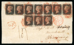 Stamp of Great Britain » 1840 1d Black and 1d Red plates 1a to 11 1840 (Jun 1) entire letter to France, bearing 1840 1d. black pl.2 QC-QE strip of three, QF and QG singles and QI-QL strip of four
