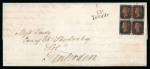 Stamp of Great Britain » 1840 1d Black and 1d Red plates 1a to 11 1840 1d black pl.8 KJ-LK block of 4 on entire from London to Tenterden