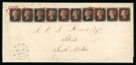 Stamp of Great Britain » 1840 1d Black and 1d Red plates 1a to 11 1840 1d black pl.4 SB-SK horizontal strip of 10 on cover from Taunton