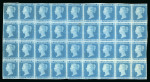 Stamp of Great Britain » 1841 2d Blue 1841 2d blue pl.4 LD/OL in mint block of 36