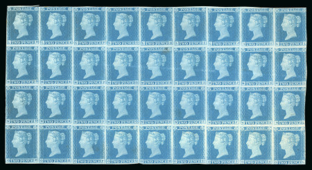 Stamp of Great Britain » 1841 2d Blue 1841 2d blue pl.4 LD/OL in mint block of 36
