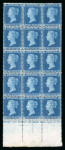 Stamp of Great Britain » 1854-70 Perforated Line Engraved 1854-70 2d blue pl.6 PF-TH mint block of 15 from the foot of the sheet