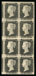 Stamp of Great Britain » 1840 1d Black and 1d Red plates 1a to 11 1840 1d black pl.3 QB/TC mint block of eight, the largest multiple of plate 3 in private hands